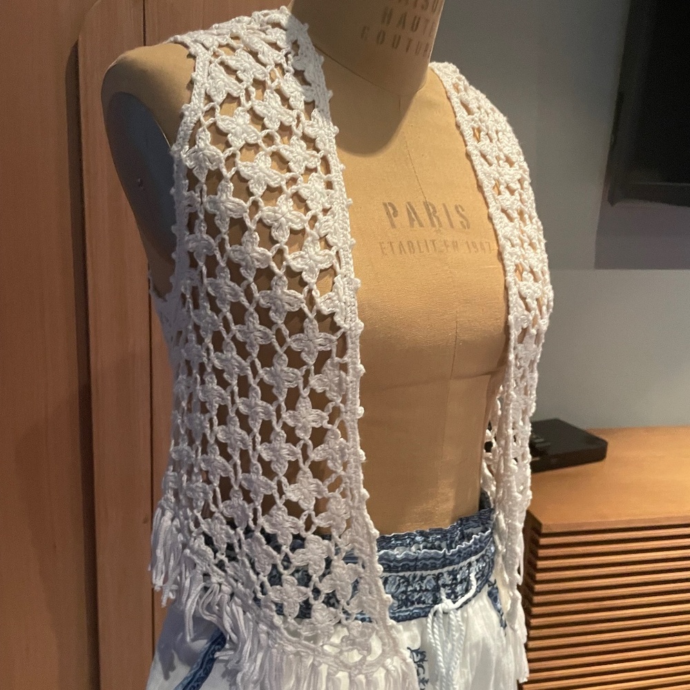 Club Monaco crocheted linen waistcoat